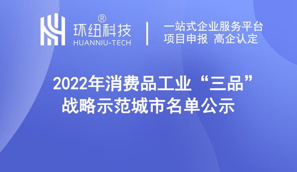 2022年消费品工业“三品”战略示范城市名单公示