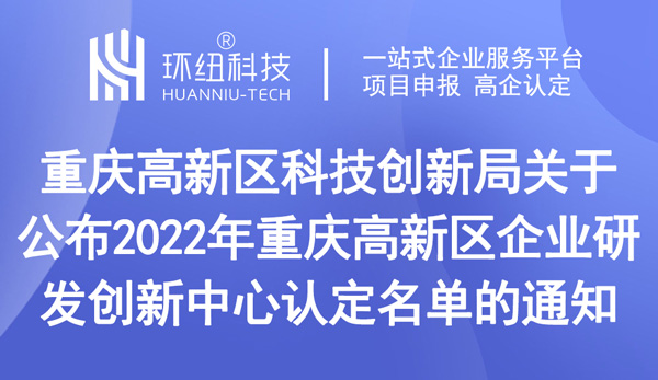 2022年重庆高新区企业研发创新中心认定名单