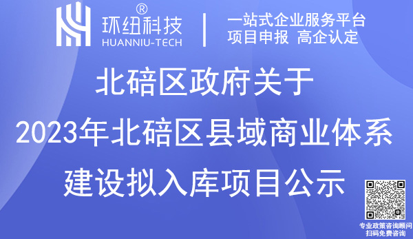 2023年北碚区县域商业体系建设项目申报