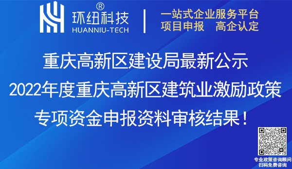 重庆高新区建筑业专项资金申报资料审核结果