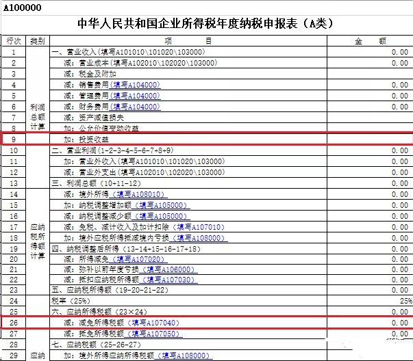 高新技术企业年度纳税申报表